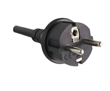 DINIC Netzkabel Gummi / Neopren Schuko auf Open-End, 3cm abgemantelt, 1.5mm², VDE, schwarz, 5m