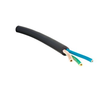 DINIC Netzkabel Gummi / Neopren Schuko auf Open-End, 3cm abgemantelt, 1.5mm², VDE, schwarz, 5m