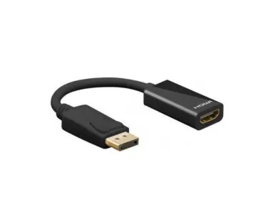 DINIC Adapter DisplayPort 1.4 St. auf HDMI Typ A Bu., PB DP 1.4 auf HDMI, 4K*2K@60Hz, 3D, schwarz, 0,1m