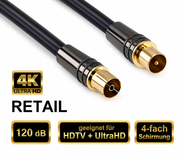 120dB Premium Antennenkabel Koax St. auf Bu., 3m DINIC Dubai Range, schwarz