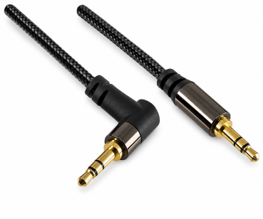 DINIC Premium Audiokabel 3,5mm St. auf 90° St., DINIC Dubai Range, schwarz, 2m