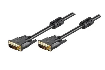 DINIC DVI-Digital Dual Link 24+1 Kabel, 5m 2 Ferritkerne, schwarz