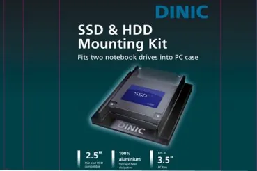 DINIC Einbaurahmen aus Aluminium für 2x2,5" HDD / SSD in einen 3,5" Schacht