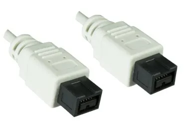 DINIC FireWire 800 Kabel 9 polig Stecker auf Stecker, Anschlusskabel IEEE 1394b, weiß