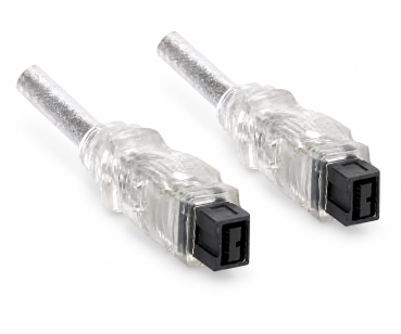 DINIC FireWire 800 Kabel 9 polig Stecker auf Stecker, Anschlusskabel, transparent, 2m