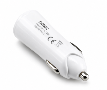 DINIC iPhone KFZ Ladeadapter + Lightning Kabel, 12V, 2x USB 5V 3100mA, MFI zertifiziert, weiß, 1m