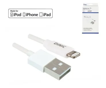 DINIC Lightning auf USB A Kabel, MFI zertifiziert, weiß, DINIC Box, 0.50m