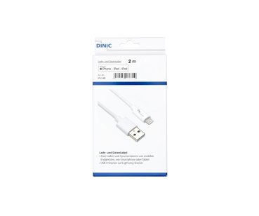 DINIC Lightning auf USB A Kabel, MFI zertifiziert, weiß, DINIC Box, 2m