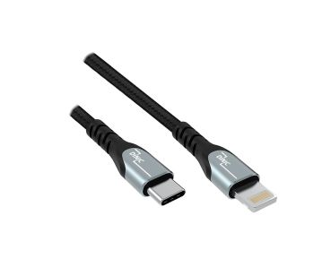 DINIC USB C auf Lightning HQ Kabel, PD, MFi zertifiziert, Sync- und Schnellladekabel, 1m, schwarz