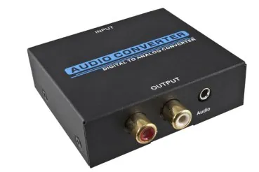 DINIC Digital/Analog Audiowandler, schwarz, konvertiert digitale in analoge Audiosignale