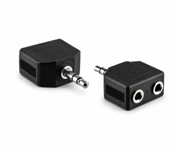 DINIC Audioadapter 3,5mm Stecker - 2x Buchse, Audio-Video-Kabel, schwarz, DINIC Box, 0,2m