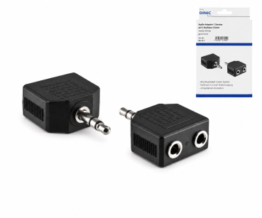 DINIC Audioadapter 3,5mm Stecker - 2x Buchse, Audio-Video-Kabel, schwarz, DINIC Box, 0,2m
