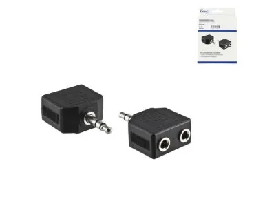 DINIC Audioadapter 3,5mm Stecker - 2x Buchse, Box Audio-Video-Kabel, Länge 0,2m, schwarz, DINIC Box
