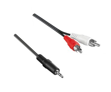 DINIC Audio-Video Kabel 3,5mm St. auf 2x Cinch St., Anschlusskabel RCA, schwarz