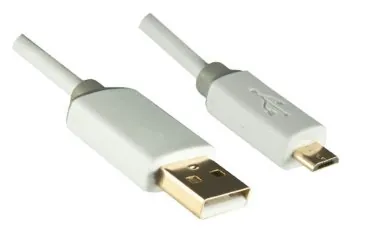 DINIC HQ Micro USB Kabel A St. auf micro B Stecker, Monaco Range, weiß