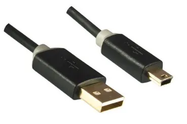 DINIC HQ Mini USB Kabel A Stecker auf mini B Stecker, 2m Monaco Range, schwarz