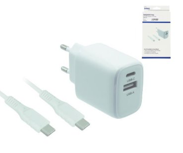 DINIC Kabel Shop - USB PD/QC 3.0 Ladeadapter inkl. C-C Kabel, weiß
