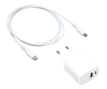 DINIC USB PD/QC 3.0 Ladeadapter inkl. C-C Kabel, weiß 20W, 3,6V~5,9V/3A; 6~9V/2A; 9V~12V/1,5A