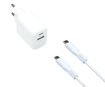 DINIC USB PD/QC 3.0 Ladeadapter inkl. C-C Kabel, weiß 20W, 3,6V~5,9V/3A; 6~9V/2A; 9V~12V/1,5A