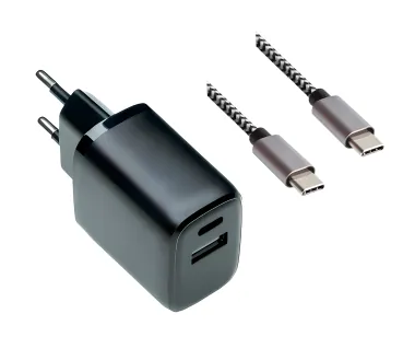 USB PD/QC 3.0 Ladeadapter inkl. C-C HQ Kabel 1m 20W, 3,6V~5,9V/3A; 6~9V/2A; 9V~12V/1,5A, Polybag