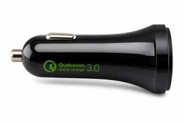 DINIC USB KFZ QC3 Ladeadapter + USB C auf A Kabel, Ausg. 1: 5V 2,4A; Ausg. 2: 5V/3A, 9V/2A, 12V/1,5A, schwarz, 1m