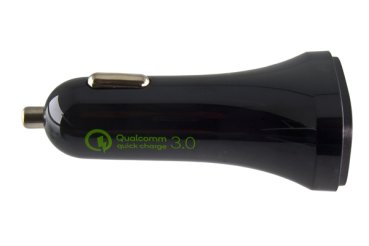 DINIC USB KFZ QC3 Ladeadapter + USB C auf A Kabel, Ausg. 1: 5V 2,4A; Ausg. 2: 5V/3A, 9V/2A, 12V/1,5A, schwarz, 1m