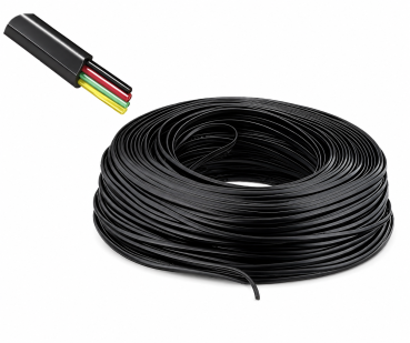 DINIC Telefon-Flachbandkabel, 4-adrig, AWG 30, schwarz, 100m