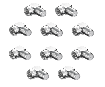 DINIC Winkel-Adapter F-Stecker / F-Buchse 90°, 10 Stück