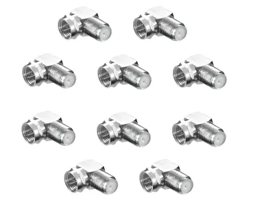 DINIC Winkel-Adapter F-Stecker / F-Buchse 90°, 10 Stück