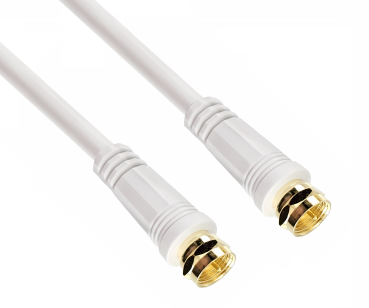 SAT Koaxialkabel 2x F-Stecker , 120dB, vergoldete Anschlüsse, vierfach geschirmt, weiß, DINIC Box, Länge 2,5m