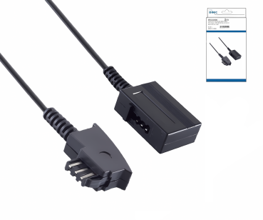 DINIC Telefonverlängerung universal-Belegung, TAE-F Stecker auf TAE-F Kupplung 4-polig belegt, schwarz, 6m