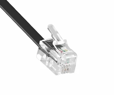 DINIC Telefonhörer-Spiralkabel, 2m, Box RJ10 4P4C Modularstecker auf Stecker, schwarz, 2m