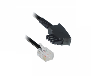 DINIC Verbindungskabel TAE F auf Western 6/2 Stecker, DEC Typ mit versetzter Klinke, schwarz, 6m