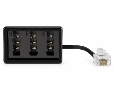 DINIC TAE Verteiler 3x TAE N/F/F Buchse auf RJ11/RJ45 Stecker (6P4C), schwarz, DINIC Box, 0,20m