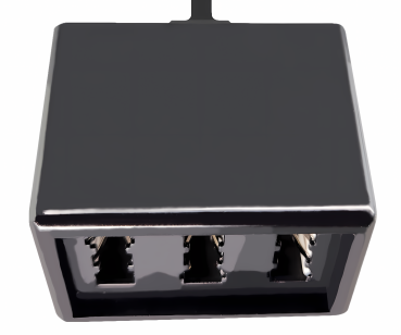 DINIC TAE Verteiler 3x TAE N/F/F Buchse auf RJ11/RJ45 Stecker (6P4C), schwarz, DINIC Box, 0,20m