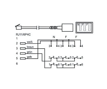 DINIC TAE Verteiler 3x TAE N/F/F Buchse auf RJ11/RJ45 Stecker (6P4C), schwarz, DINIC Box, 0,20m