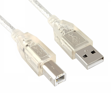DINIC USB 2.0 Kabel A Stecker auf B Stecker, UL 2725, doppelt geschirmt, transparent, 2m