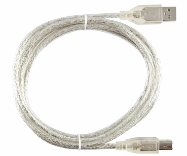 DINIC USB 2.0 Kabel A Stecker auf B Stecker, UL 2725, doppelt geschirmt, transparent, 2m