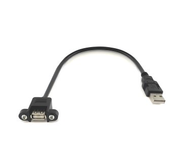 DINIC USB 2.0 Montagekabel A Stecker auf A Buchse, A Bu. anschraubbar, 50 cm, inkl. 2 Schrauben Abstand 26mm, schwarz