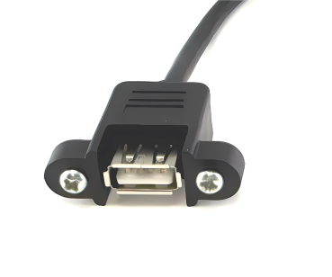 DINIC USB 2.0 Montagekabel A Stecker auf A Buchse, A Bu. anschraubbar, 50 cm, inkl. 2 Schrauben Abstand 26mm, schwarz