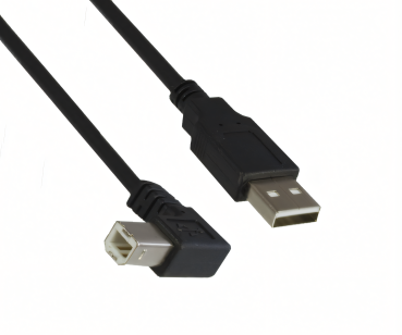 DINIC USB 2.0 Kabel A auf B St. rechts abgewinkelt, AWG 28/24, schwarz, 0,5m