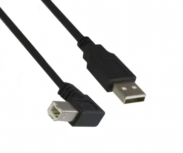 DINIC USB 2.0 Kabel A auf B St. rechts abgewinkelt, AWG 28/24, schwarz, 0,5m