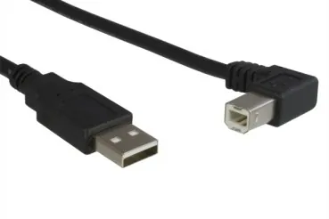 DINIC USB 2.0 Kabel A auf B St. rechts abgewinkelt, 0,5m AWG 28/24, schwarz