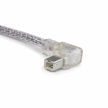 DINIC USB 2.0 Kabel A auf B St. links abgewinkelt, AWG 28/24, transparent, 2m