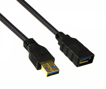DINIC USB 3.0 Verlängerung A Stecker/Buchse, 3P AWG 28/1P AWG 24, schwarz, 2m