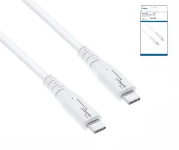 DINIC USB C 4.0 Kabel, 240W PD, 40Gbps, weiß, 0,5m Typ C auf C, OD 5,2mm, TPE, E-Mark chip, DINIC Box