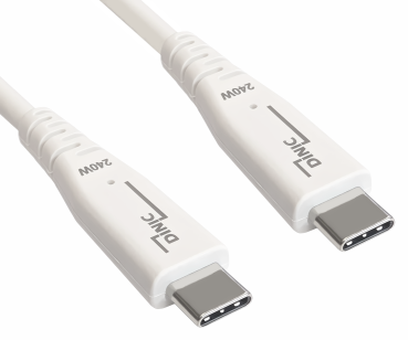 DINIC USB C 4.0 Kabel, 240W PD, 40Gbps, weiß, 0,5m Typ C auf C, OD 5,2mm, TPE, E-Mark chip, DINIC Box