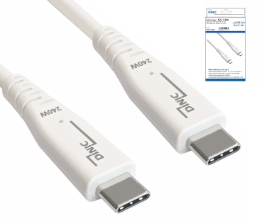 DINIC USB C 4.0 Kabel, 240W PD, 40Gbps, weiß, 1,0m Typ C auf C, OD 5,2mm, TPE, E-Mark chip, DINIC Bo