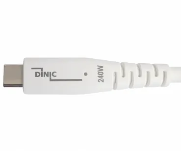 DINIC USB C 4.0 Kabel, 240W PD, 40Gbps, weiß, 1,5m Typ C auf C, OD 5,2mm, TPE, E-Mark chip, DINIC Box
