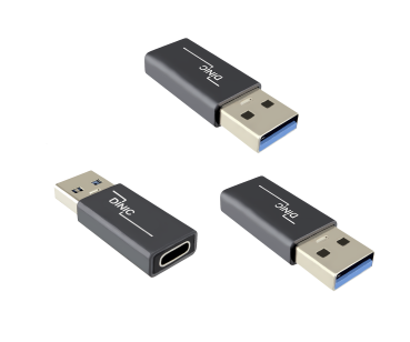 DINIC Adapter, USB A Stecker auf USB C Buchse, 3 Stück Alu, space grey